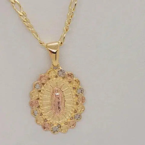 Brand New Brazilian 18k Gold Filled Virgen De Guadalupe Necklace