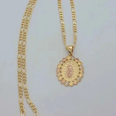 Brand New Brazilian 18k Gold Filled Virgen De Guadalupe Necklace