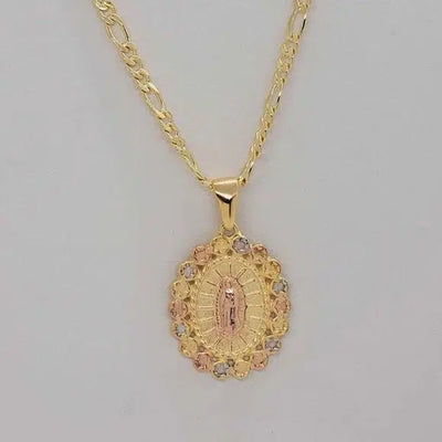 Brand New Brazilian 18k Gold Filled Virgen De Guadalupe Necklace