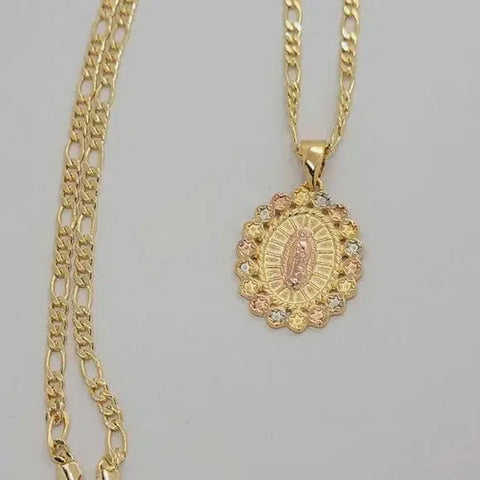 Brand New Brazilian 18k Gold Filled Virgen De Guadalupe Necklace