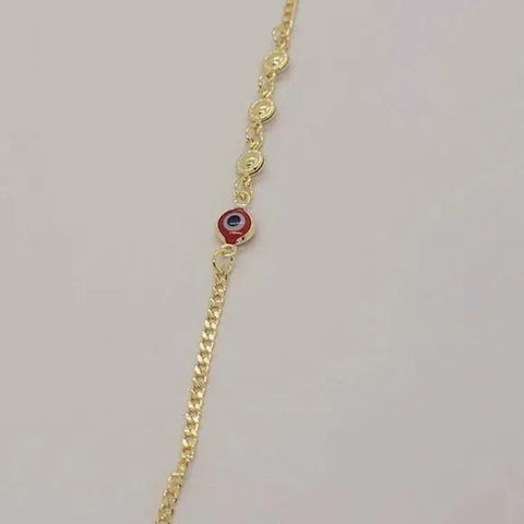 Brand New Brazilian 18k Gold Filled Red Evil Eye & Hamsa Necklace