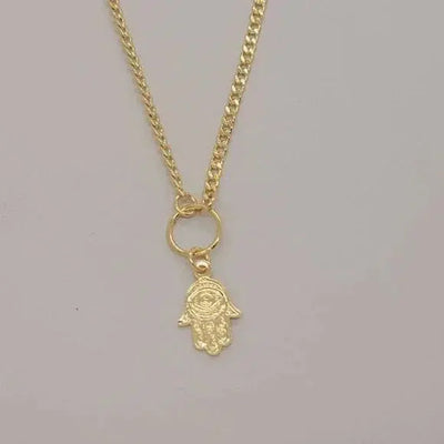 Brand New Brazilian 18k Gold Filled Blue Evil Eye & Hamsa Necklace