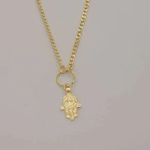 Brand New Brazilian 18k Gold Filled Blue Evil Eye & Hamsa Necklace