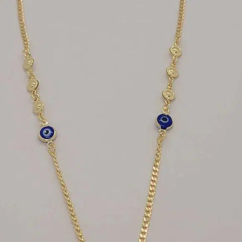 Brand New Brazilian 18k Gold Filled Blue Evil Eye & Hamsa Necklace