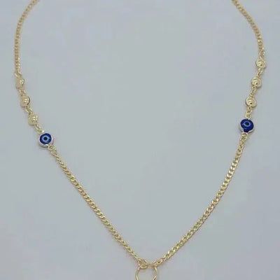 Brand New Brazilian 18k Gold Filled Blue Evil Eye & Hamsa Necklace