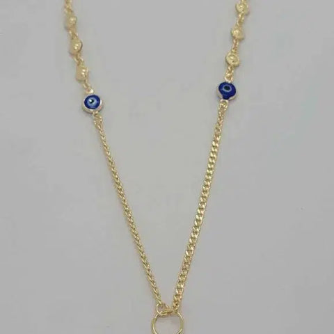 Brand New Brazilian 18k Gold Filled Blue Evil Eye & Hamsa Necklace