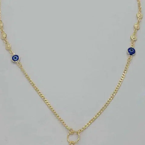 Brand New Brazilian 18k Gold Filled Blue Evil Eye & Hamsa Necklace