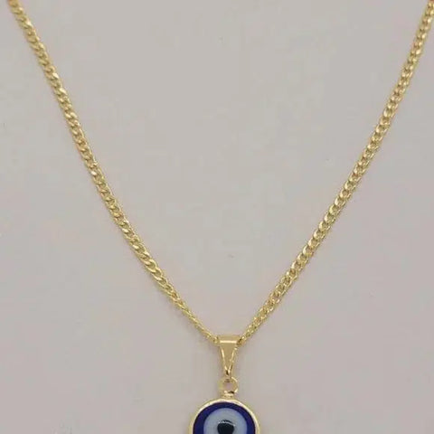 Brand New Brazilian 18k Gold Filled Blue Evil Eye Necklace