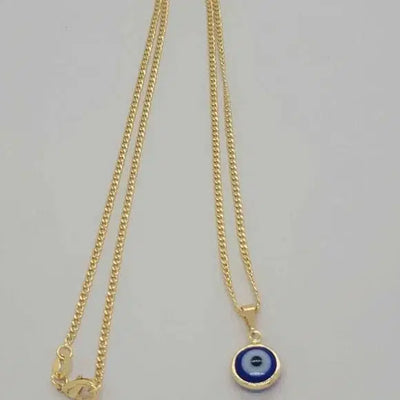 Brand New Brazilian 18k Gold Filled Blue Evil Eye Necklace