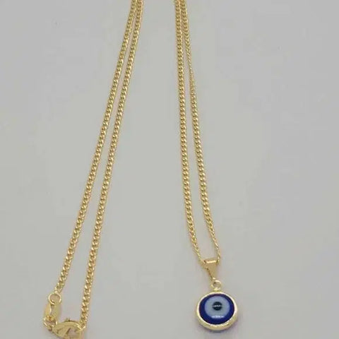 Brand New Brazilian 18k Gold Filled Blue Evil Eye Necklace