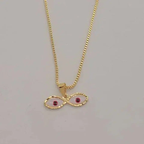 Brand New Brazilian 18k Gold Filled Red Eyes of Saint Lucia Necklace