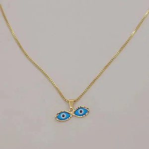 Brand New Brazilian 18k Gold Filled Blue Eyes of Saint Lucia Necklace