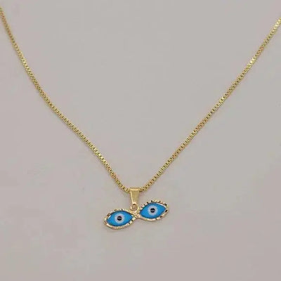 Brand New Brazilian 18k Gold Filled Blue Eyes of Saint Lucia Necklace