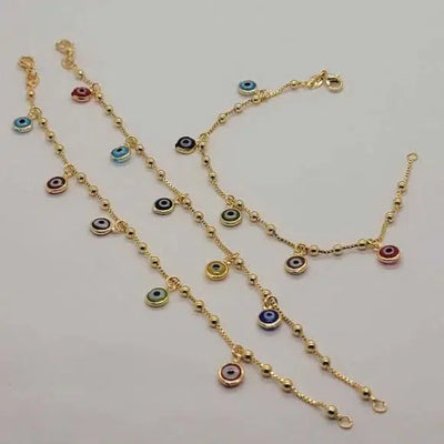 Brand New  Brazilian 18k Gold Filled Multi Colors Evil Eye Bracelet