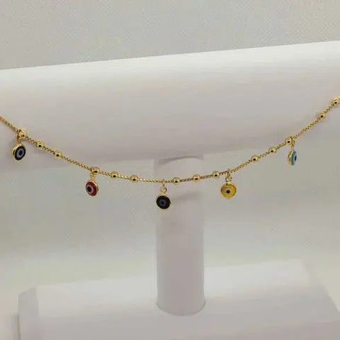 Brand New Brazilian 18k Gold Filled Multi Colors Evil Eye Anklet