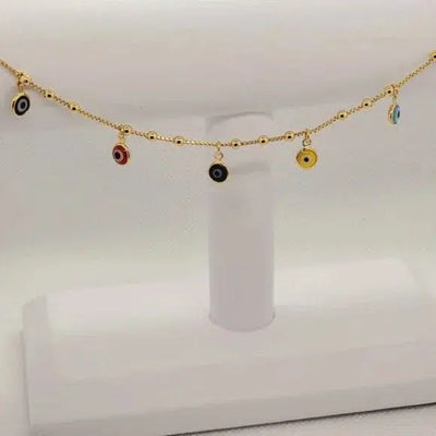 Brand New Brazilian 18k Gold Filled Multi Colors Evil Eye Anklet