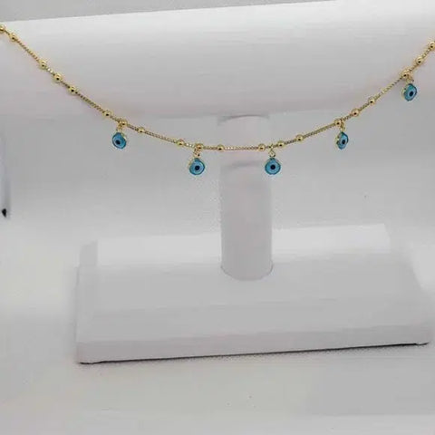 Brand New Brazilian 18k Gold Filled Baby Blue Evil Eye Anklet