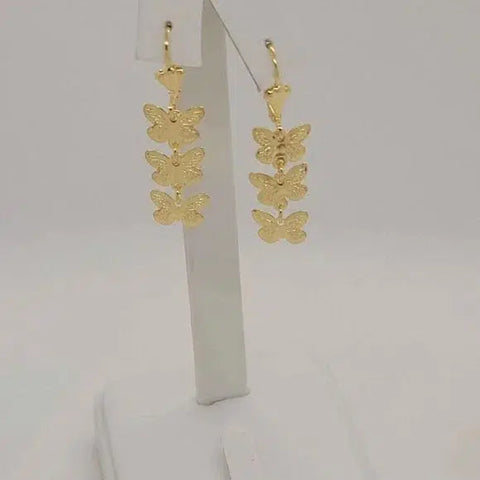 Brand New Brazilian 18k Gold Filled 3 Butterfly Earrings  Dangle