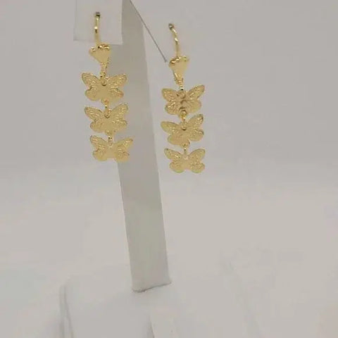 Brand New Brazilian 18k Gold Filled 3 Butterfly Earrings  Dangle