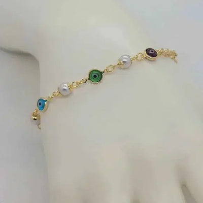 Brand New Brazilian 18k Gold Filled Multi Color Evil Eye Bracelet