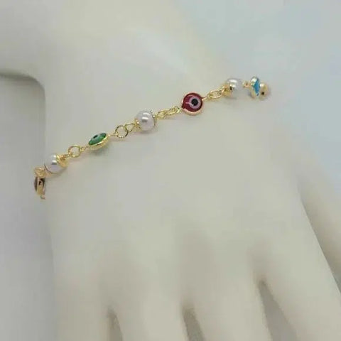 Brand New Brazilian 18k Gold Filled Multi Color Evil Eye Bracelet