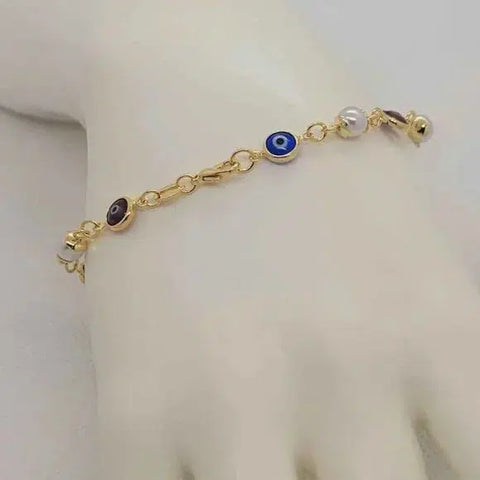 Brand New Brazilian 18k Gold Filled Multi Color Evil Eye Bracelet