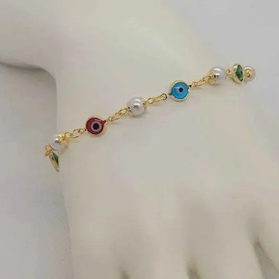 Brand New Brazilian 18k Gold Filled Multi Color Evil Eye Bracelet