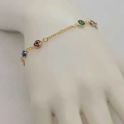 Brand New Brazilian 18k Gold Filled Multi Color Evil Eye Bracelet