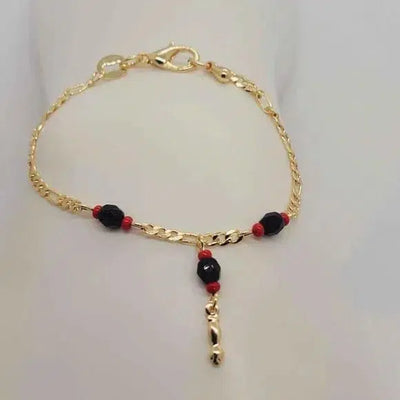 Brand New Brazilian 18k Gold Filled Azabache Bracelet