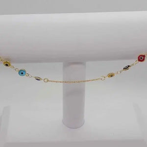 Brand New Brazilian 18k Gold Filled Multi Color Evil Eye Anklet