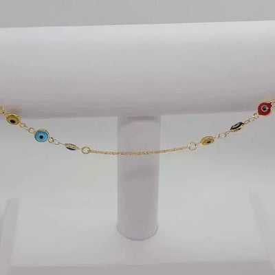 Brand New Brazilian 18k Gold Filled Multi Color Evil Eye Anklet