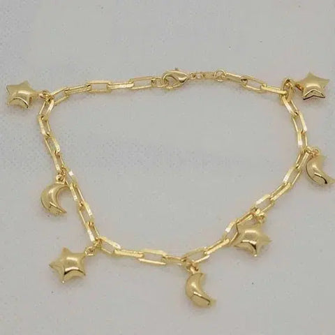 Brand New Brazilian 18k Gold Filled Moon & Star Anklet