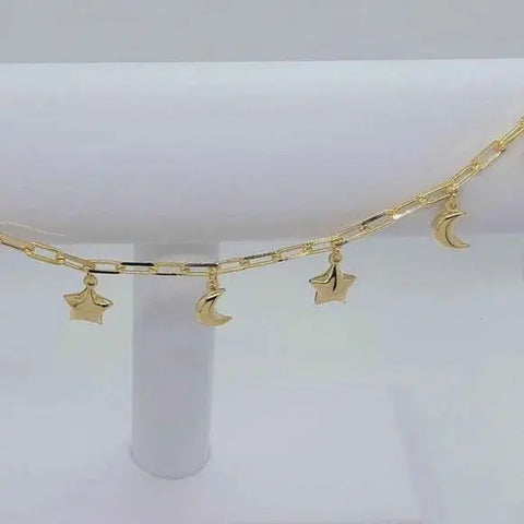 Brand New Brazilian 18k Gold Filled Moon & Star Anklet