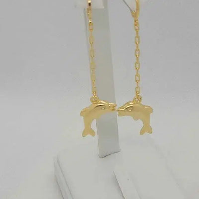 Brand New Brazilian 18k Gold Filled Dolphin Earrings - dangle