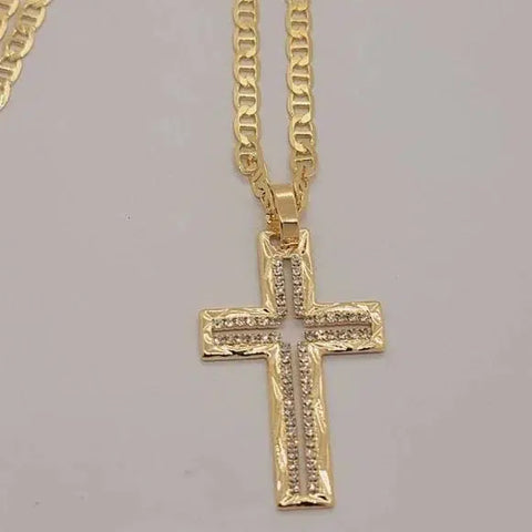 Brand New Brazilian 18k Gold Filled Cross Necklace