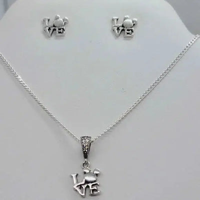 Brand New Sterling Silver 925 "LOVE" Earrings and Necklace set