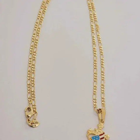 Brand New Brazilian 18k Gold Filled American Flag Anchor Necklace