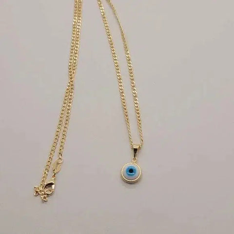 Brand New Brazilian 18k Gold Filled Blue Evil Eye Necklace