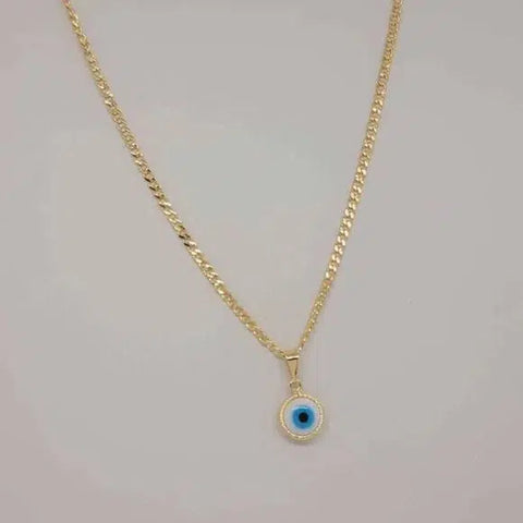 Brand New Brazilian 18k Gold Filled Blue Evil Eye Necklace