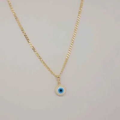 Brand New Brazilian 18k Gold Filled Blue Evil Eye Necklace