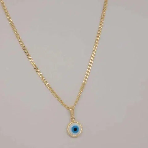 Brand New Brazilian 18k Gold Filled Blue Evil Eye Necklace