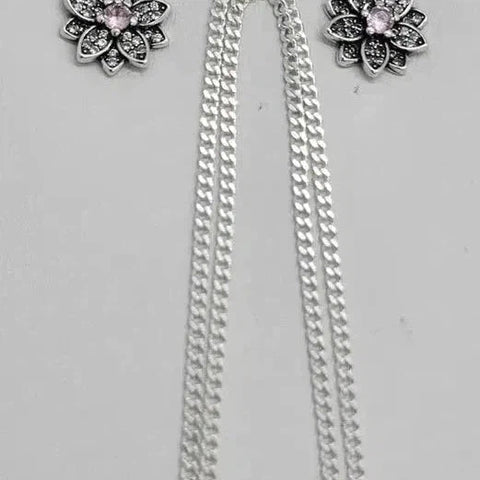 Brand New Sterling Silver 925 Flower Earrings and Necklace set