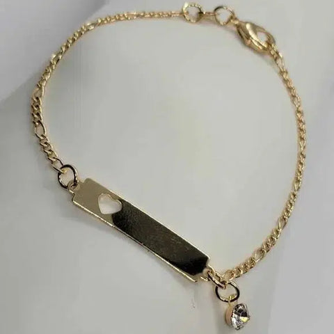 Brand New Brazilian 18k Gold filled heart with gem Bracelet