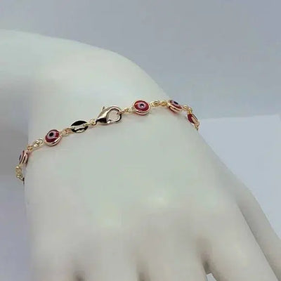 Brand New Brazilian 18k Gold Filled Red Evil Eye Bracelet