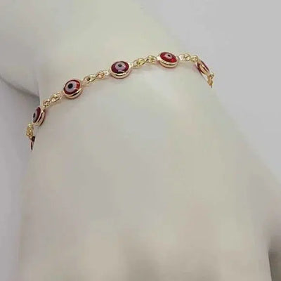 Brand New Brazilian 18k Gold Filled Red Evil Eye Bracelet