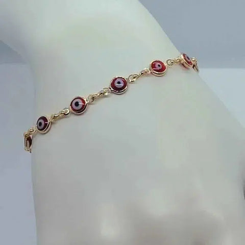 Brand New Brazilian 18k Gold Filled Red Evil Eye Bracelet