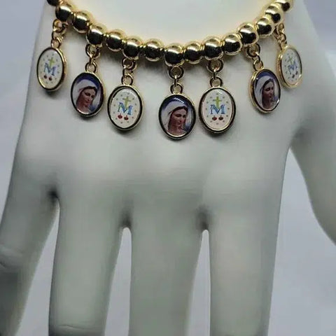 Brand New Brazilian 18k Gold Filled Virgen Mary Bracelet