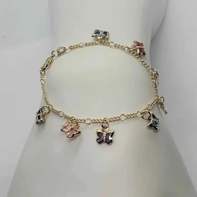 Brand New  Brazilian 18k Gold Filled Multi color Butterfly Bracelet