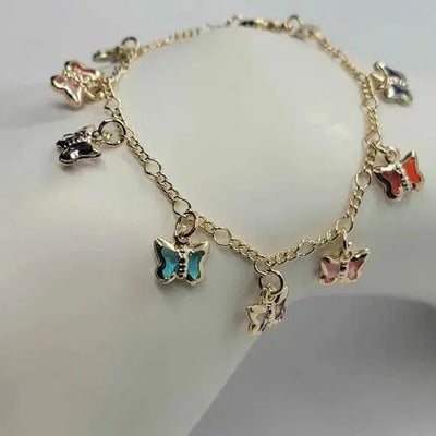 Brand New  Brazilian 18k Gold Filled Multi color Butterfly Bracelet