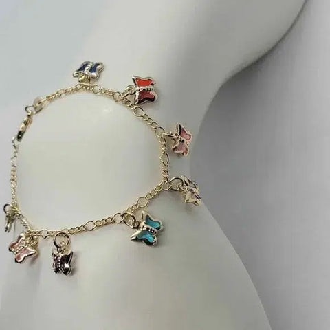 Brand New  Brazilian 18k Gold Filled Multi color Butterfly Bracelet